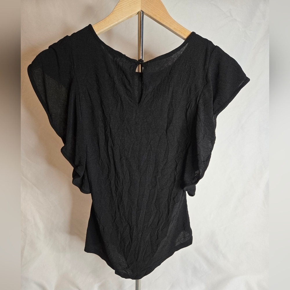 Mine Black Ruffle Sleeve Blouse Size Small - Picture 5 of 6